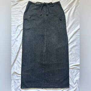 Black Maxi Denim Skirt